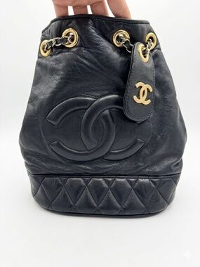 Rare Vintage Chanel "Big Logo" Timeless Bucket Bag (1992) Chanel timeless